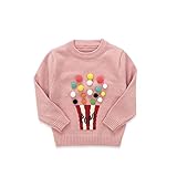 Pojour ベビー服 子供服 女の子ニットセーター 冬 防寒 かわいいポップコーントップス おしゃれ 暖かい 厚手 綿 ベビールームウェア 普段着 カジュアル 旅行 記念日 プレゼント 丸首 ピンク