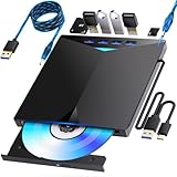 外付けCD DVDドライブ USB 3.0＋Type-C対応、ポータブルCD/DVDプレーヤー、再生・読み込み・書き込み対応、MacおよびWindows 7〜11対応（green）