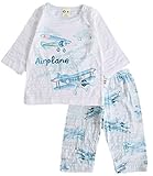 【あるこんたるこん】(Dg) ベビー ルームウェア ひこうき 男の子 春夏 7分袖丈 キッズ ジュニア コットン100％ パジャマ 上下セット 80-130 (110)