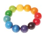 Grimm's Wooden Rainbow Beads Ring Grasper - Baby Teething & Grasping Toy from Germany [並行輸入品]