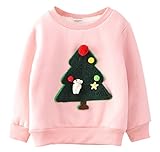 (コ-ランド) Co-land 秋冬物 子供服 女の子 スウェット 長袖シャツ キッズ 裹起毛 トレーナー プルオーバー ガールズ トップス クリスマスツリ—図案 ベビー 可愛い ピンク 7