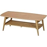 北欧風 リビングテーブル/ダイニングテーブル 【幅90cm 収納棚付き】 ナチュラル 木製脚付き 『ルレーヴェ』