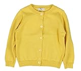lilii kupulau キッズ カーディガン 無地 シンプル 長袖 ニット 丸首 子供服 (120 クロムイエロー)