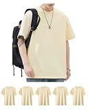 [SHOREKEEPER] インナーシャツ ５枚組 コームドコットン100% Tシャツ メンズ 半袖 ゆったり やわらか肌着 丸首 抗菌 防臭 無地 速乾 通気性 複数色選び 男女兼用 オールシーズン (JP, アルファベット, L, ライトイエロー)