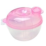 B-PING 3間仕切りミルクケース 携帯ミルクケース 離乳食保存兼用 離乳食ケース ベビー用品 赤ちゃん 幼児　多機能　ミルク収納　ミルクボックス コンパクト (ピンク)