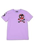 (チャビーギャング) CHUBBYGANG バラ柄スカルアップリケ半袖Tシャツ 90cm パープル