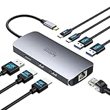 【マルチモニター 3画面拡張 2つHDMI＋DP＋LAN 】Selore 8in1ドッキングステーション hdmi 2つ 4K対応 3画面出力 モバイルタイプ 100W 急速充電 Displayport LAN 2 USB-A/USB-C 3.0ポート usb ハブ type-c MacBook Pro/Air 2020 Dell/Lenovo Yoga HPなどタイプC機種に対応