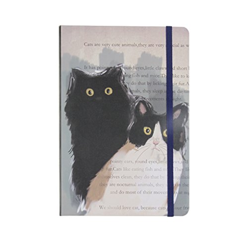 日記帳 A5 かわいい 水墨画ネコ ノート 黒猫 スリムタイプ 猫 グッズ 文房具 横罫線 メモ帳 ゴムバンド付き 雑記帳 160ページ 新学期 入学準備 オフィス 事務用品 筆記具 ノート 文具百貨