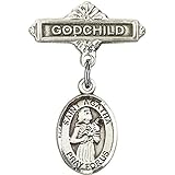 スターリングシルバー赤ちゃんバッジwith St。AgathaチャームとGodchildバッジピン1 x 5 / 8インチ