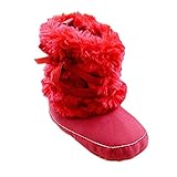 Weixinbuyベビーガールズファー蝶結び雪ショートブーツ暖かフリース靴 カラー: レッド