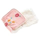 【犬と生活】腹巻きサーモベルト 花飾り 《女の子 ポカポカ 防寒 マナーベルト》 (M, ピンク)