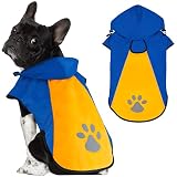Kpuplol 犬 レインコート - 防水反射性犬服調節可能なペットジャケット、梅雨対策防雪 防風 通気 小型犬から大型犬および子犬用の軽量 (M, オレンジ&ブルー)