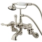 Elements of Design DT4578AL Hot Springs Wall Mount Clawfoot Tub Filler with Hand Shower, 4-3/4' in S