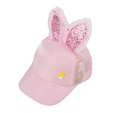 ZSY For U ベビー 赤ちゃん お出かけ用品帽子 キャップハット 子ども 子供 日差し UV コットン 女の子 お出かけ 紫外線対策　ウサギ耳付き2-8歳wmtmz04-ピンク
