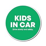 シンプル KIDS IN CAR 車 マグネット 全8色 丸型 11cm キッズ インカー (グリーン(艶消し))