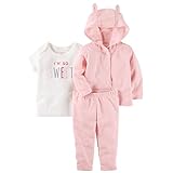 カーターズ carter's 女の子用ピンクうさぎフード付きジャケット上下3点セット (12months(72-78cm)) [並行輸入品]