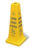 Rubbermaid Commercial FG627700 Safety Cone with Multi-Lingual Caution Imprint, Yellow, 10.5" Length 