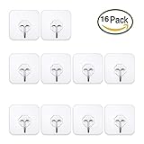自己粘着フックHangers – セットof 16壁フック – Heavy Duty 20 lb – Sticky壁ハンガーwithout nails – 再利用可能なキッチンタオルバスフック