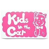 ピンク（桃色） 犬 ヨークシャテリア ネクタイ Kids in the car キッズ イン ザ カー キッズインカー ステッカー 窓ガラス用シールタイプ...