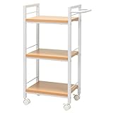 ルームワゴン3段(ナチュラル) 収納/ワゴン/ラック/3段/スリム/木目/木製/北欧風/モダン/アイアン/オフィス/美容院/キッチン/キャスター/NK-5238