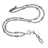 BooJeeBeadsムーンビームファッションストラップ - ブレイクアウェイ安全クラスプ付きホワイトビーズID名バッジホルダーネックレス BooJeeBeads Moonbeam Fashion L