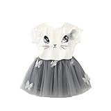 Domybest 子供服 女の子 可愛いドレスセット キッズ ガールズ スカート Tシャツ+チュチュスカート 上下セット 半袖 発表会 結婚式 入園式 文化祭 演奏会 お嬢様 ドレス フォーマル (1