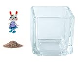 花市場直送便 ミニチュアガラス ラビちゃん グレープ & カラーサンド ブラウン & 植え込み用グラス ニューブロックS