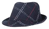 C-Princess 秋冬 子供用 中折れ帽子 フェルトハット キャップ チェック柄 キュート キッズ 女の子 男の子 フォーマル 発表会 ダンス ブルー