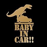 怪獣が乗ってる!? Baby in car カッティング ステッカー ゴールド 金