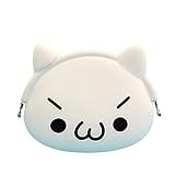 Hello-Girl かわいいパーソナライズされた漫画のスタイルの小銭入れPU白いポーチミニ財布化粧品の袋 (One Size, C)