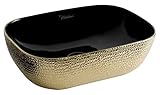 Whitehausコレクションwh71333-f22 Isabella Plusコレクション長方形上マウントBasin withエンボス加工の外部、滑らかな内部、とセンターDrain、ブラック/ゴール