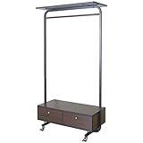 ハンガーストレージ 90cm 引出し付き 収納付き ハンガーラックポールハンガー ハンガーラック おしゃれ コートハンガー ハンガースタンド 木製 ハンガーラック 収納 衣類収納 北欧 ナチュラル おしゃれ ダークブラウン