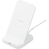Elecom W-QS08WH Wireless Charger, Qi Certified, Maximum 10W Output, Stand, 3 Coils, Anti-Slip Pad, Type-C (Input Port), C-C C