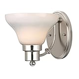 Westinghouse 6228400 Swanstone One-Light Interior Wall Fixture, Satin Nickel Finish with White Opal 