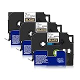 Sluxjet 互換 ピータッチ テープ 12mm幅 黒地金文字 TZe-334 Tz-334 テプラ ブラザー工業 ピータッチキューブ P-touch 汎用 テープカートリッジ 長さ8m Pタッチ 機種対応 PT-P710BT PT-2500PC 3個セット