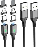 マグネット 充電ケーブル USB 急速充電 高速データ転送 3in1 iPhone Type-C led USBC Micro マグネット式 磁石 タイプc じゅうでんケーブル 充電器 android 等対応 (2m*2)