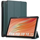 WD&CD Fire HD 10 2023 10.1" 対応 タブレットケース Fire HD 10 2023 対応 タブレットカバー 薄型 耐衝撃 オートスリープ機能 肌感レザー 三つ折りスマート マグネット式 保護カバー(グリーン)