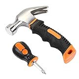 CoZroom 8oz Claw Hammer and Stubby Ratcheting Multibit Screwdriver Kit for DIY Craftsman Repair Inst