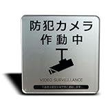 Seagron 防犯カメラ作動中 サインプレート 両面テープ付き シルバー色 2㎜アクリル製 おしゃれ 8×8㎝ (防犯カメラ作動中, ステッカー)