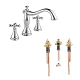Delta KRTDCA-D-T2797H695-CH Cassidy Roman Tub Filler Kit Deck-Mount with Metal Cross Handles, Chrome