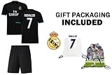 ファンKitbag Ronaldo # 7 Real Madrid Away半袖ユースサッカージャージー&ショーツキッズプレミアムギフトKitbag ✮ボーナスRonaldo # 7画像バックパック 