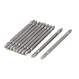 uxcell　プラスドライバービット　二重端　100mm長　6.3mm六角シャンク径　マグネット　10本入り