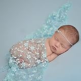 Lovoski 赤ちゃん　ベビーラップ　柔らかい　レース　トリム　ショール　記念写真　撮影道具　全12色 - スカイブルー