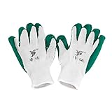 uxcell　労働手袋　ノンスリップ手袋　ユニセックス　ラテックスゴム＆ナイロン＆コットン　白 緑　フル指　作業手袋　ラテックスゴム手袋
