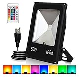 T-SUN LED投光器 RGB16色 50W リモコン操作 IP65防雨型 PSE認証済 イルミネーション 屋外 看板灯 作業灯 舞台照明 家庭用集魚灯 (50W)