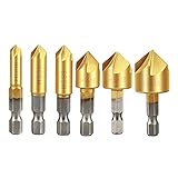 CADITEX　大工用1/4"ドリルビット　面取りカッターセット　HSS鋼　六角軸 5枚刃　高速度鋼工具　6－19mm　6本セット