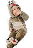 lukycild Baby Boyクリスマス鹿Romper Coralフリース暖かいFootieジャンプスーツ カラー: ブラウン