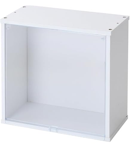 Amazon.co.jp: 鏡面 フラップ扉付き キューブボックスα 彩 可動棚付き