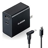 エレコム ノートPC用ACアダプター PD対応 52.5W Type-C1ポート USB-Aメス1ポート GaN(窒化ガリウム) C-丸型コネクタケーブル付属 2m ブラック ACDC-PD10525BK