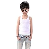 Domybest　子供服　ベビー服　タンクトップ　男の子 女の子　無地 レギュラータイプ 男児 女児 キッズ　肌着　トップス　春　夏　3色選べる　 (110（3-4歳）, ホワイト)